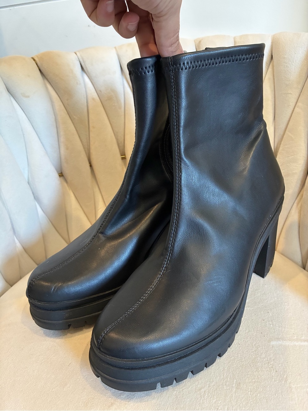 Bar III Black Chunky Platform Heel Ankle Booties - Picture 3 of 7
